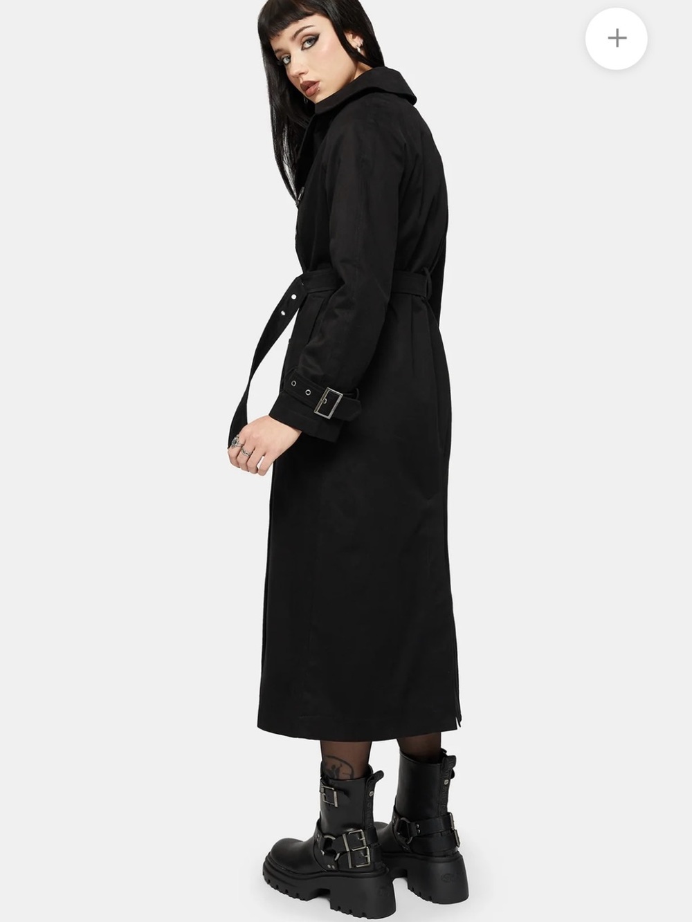 NWT Disturbia Poe Embroidered Black Belted Trench Coat Sz 8 Goth Grunge - Picture 7 of 15